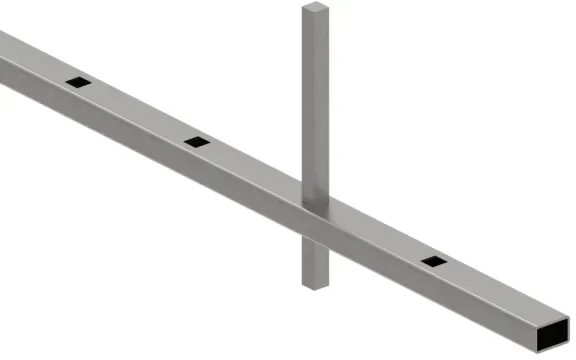 Rechteckrohr 30 x 20 x 2mm, gelocht für Vierkant 12mm mit Abstand Mitte-Mitte 12...