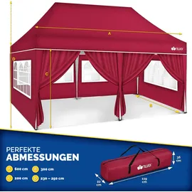 tillvex Faltpavillon 3 x 6 m inkl. 6 Seitenteile Rot