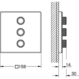 Grohe Grohtherm Smartcontrol 3-fach Unterputzventil, Wandrosette moon white, eckig, UP-Ventil