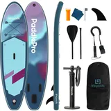 LifeGoods SUP Board Set - Aufblasbare Stand Up Paddling Board - Komplettes Set inklusive Zubehör und Verstellbares Padel - Geeignet für Anfänger und Fortgeschrittene - Bis 100KG - 320x81cm