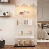 Vitrine, mit LED-Beleuchtung und 4 Glasregalböden, Freistehende Vitrine, Sammlervitrine, Design, Schwarz