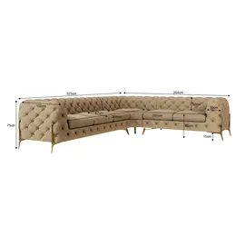 S-Style Chesterfield Ecksofa Natalie ¦ beige ¦ Maße (cm): B: 323 H: 75