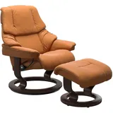 Stressless Relaxsessel STRESSLESS "Reno" Sessel Gr. Material Bezug, Material Gestell, Ausführung / Funktion, Maße B/H/T, braun (new caramel) mit Classic Base, Größe S, M & L, Gestell Wenge