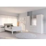 rauch Schlafzimmer-Set Evelyn, (Set, 3-tlg), Schrank und Bett in 2 Breiten, Nachttisch mit Paneel MADE IN GERMANY weiß