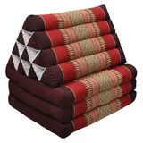 Wilai Kapok Thaikissen, Yogakissen, Massagekissen, Tantrakissen, Sitzkissen, Strandkissen, Meditationskissen - Rot/Weinrot (Dreieck mit DREI Auflagen 52x50x45)