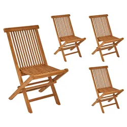LC Garden »Riva« 4er Set Gartenstühle Teakholz Klappstühle Terrassenstühle