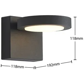 LUCANDE Außenwandleuchte Aluminium 11,8 cm 1 flammig schwarz