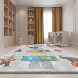 KADIMA DESIGN SPIELTEPPICH TRAUN in Grau, als Hüpfspiel, aus Latex, 100 x 150 cm