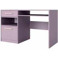 Easy Furniture Schreibtisch 125 cm Höhe: 82 cm, Kinderschreibtisch, Desk, Schreibtisch mit Schublade und Schrank, Computertisch Farbe: Pflaume