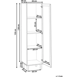 Beliani Vitrine TINGLEDALE 40 x 38 x 150 cm Weiß/Braun