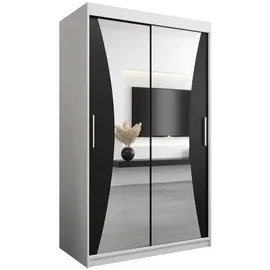 abiks möbel Schwebetürenschrank MONACO 120 x 200 x 62 cm Schwarz/Weiß