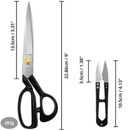 Handi Stitch Schneider Schere mit Fadenschneider - Schneiderschere Stoffschere - Profi Nähschere Stoffschere Scharf 22,86cm aus Edelstahl -