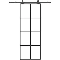vidaXL Schiebetür mit Beschlag 76x205 cm ESG-Glas & Aluminium