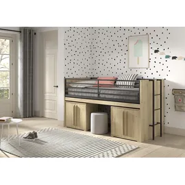Vipack Stauraumbett Sam 90 x 200 cm Eiche dekor beige