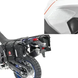 Set: Motorrad Satteltaschen wd. WP8 2x30L Rollverschluss Bagtecs mit Seiten-Tankpad Grip Pad M transp.