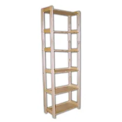 Holzregal Massivholz 33 x 45 x 204 cm, 6 Fachböden - Farbloser Lack - Fachbodenmaterial: Holzböden