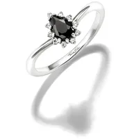 Thomas Sabo Fingerring THOMAS SABO "True Romance Ring mit Schwarzen Tropfen" Gr. 56, schwarz (silberfarben, schwarz, kristallweiß), Fingerringe, Damen, 56, Silber 925 (recycelt), 1,6mm, Fingerring, mit Zirkonia (synth.)