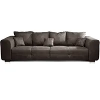 CAVADORE Big Sofa Mavericco / Big Couch im modernen Design in Lederoptik / Inklusive Rückenkissen und Zierkissen / 287 x 69 x 108 cm (BxHxT) / Mikrofaser Anthrazit