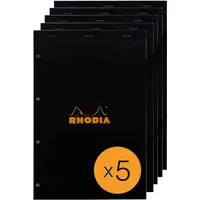 Rhodia 5x gehefteter Block A4+, 80 Blatt französische Lineatur