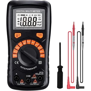 Tacklife DM02A, Digital Multimeter Automatisch , mit Berührungslose Spannungserkennung, beleuchtetem LCD-Display, Spannungs-, Strom- und