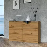 home collective Kommode, Schlafzimmer Flur, Schrank, Sideboard, Highboard mit 6 Schubladen, Breite 120 cm Höhe 75 | Artisan