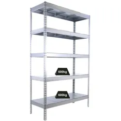 PROREGAL Schwerlastregal METAL BEAST FIVE | HxBxT 200x180x90cm | Fachlast 600kg | Verzinkt | Standregal Metallregal Lagerregal