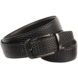 Ledergürtel ANTHONI CROWN, Damen, Gr. 100, schwarz, Leder, unifarben, Flechtoptik, modisch,klassisch, Gürtel, Wendegürtel mit anthrazitfarbener Schließe