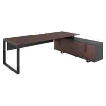 aea Stilvolle Braun Schwarz Eckeschreibtisch Holzmöbel Arbeitsumgebung Tisch - Braun/Schwarz