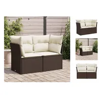 vidaXL Gartenbank Gartensofa mit Kissen 2-Sitzer Braun Polyrattan Außenbereich braun