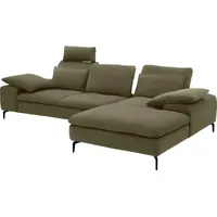Ecksofa W.SCHILLIG "valentinoo, Designsofa, bequem, elegant und zeitlos, L-Form", grün (camouflage z69), B:299cm H:83cm T:178cm, Longlife Xtra-Leder Z69: Das feinnarbige, gedeckte Softleder Z69 besticht durch seine außergewöhnliche Weichheit im trendigen u00bbVintage-Looku00ab, Hautstärke 0, 9 - 1, 1 mm, Sofas, inklusive Hocker, mit Sitztiefenverstellung, Breite 299 cm