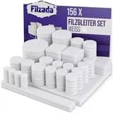 Filzada Filzada® Filzgleiter Selbstklebend Set 156 Stück (Eckig und Rund) - Weiß - Profi Möbelgleiter Filz Mit Idealer Klebkraft