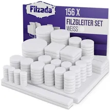Filzada Filzada® Filzgleiter Selbstklebend Set 156 Stück (Eckig und Rund) - Weiß - Profi Möbelgleiter Filz Mit Idealer Klebkraft
