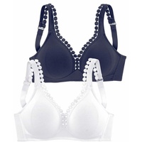 PETITE FLEUR Soft-BH Damen marine+weiß Gr.75D