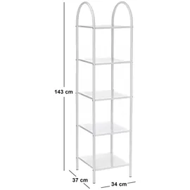 CARO-Möbel Badregal weiß Metall, Mode, 34x143x37 cm, Badezimmer, Badezimmerregale, Badregale