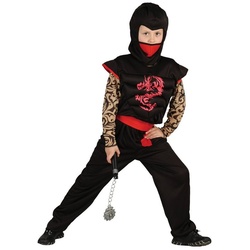 Metamorph Kostüm Ninja Kinderkostüm Roter Drache, Macht Dich zum muskelgestählten, asiatischen Kämpfer! schwarz 122-128