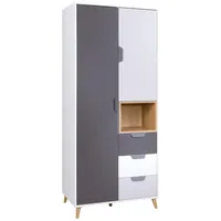 Deine Möbel 24 Kinderkleiderschrank Justin 80 x 190 x 55 cm Eiche matt grau
