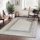 livabliss Monaco Wohnzimmer Boho, großer Schlafzimmer 160x213 cm ,Esszimmer mit geometrischem Muster, Skandinavischer Wohnzimmer modern in Grau, Schwarz, Creme