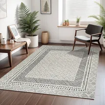 livabliss Monaco Wohnzimmer Boho, großer Schlafzimmer 160x213 cm ,Esszimmer mit geometrischem Muster, Skandinavischer Wohnzimmer modern in Grau, Schwarz, Creme