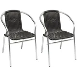 Mojawo 2 Stück Stabiler Aluminium / Polyrattan Bistrostuhl stapelbar