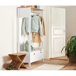 Tchibo - Garderobe mit großen Schubladen - 100x45x180cm - schwarz - Holz / Metall / Metall