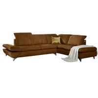 Ecksofa W.SCHILLIG "taoo, elegant und zeitlos, bequem, L-Form", braun (cognac s41), B:296cm H:84cm T:242cm, Longlife fabric Velourgewebe S41 (100% Polyester), Sofas, Ecksofa, mit Sitziefenverstellung & Kopfteilverstellung
