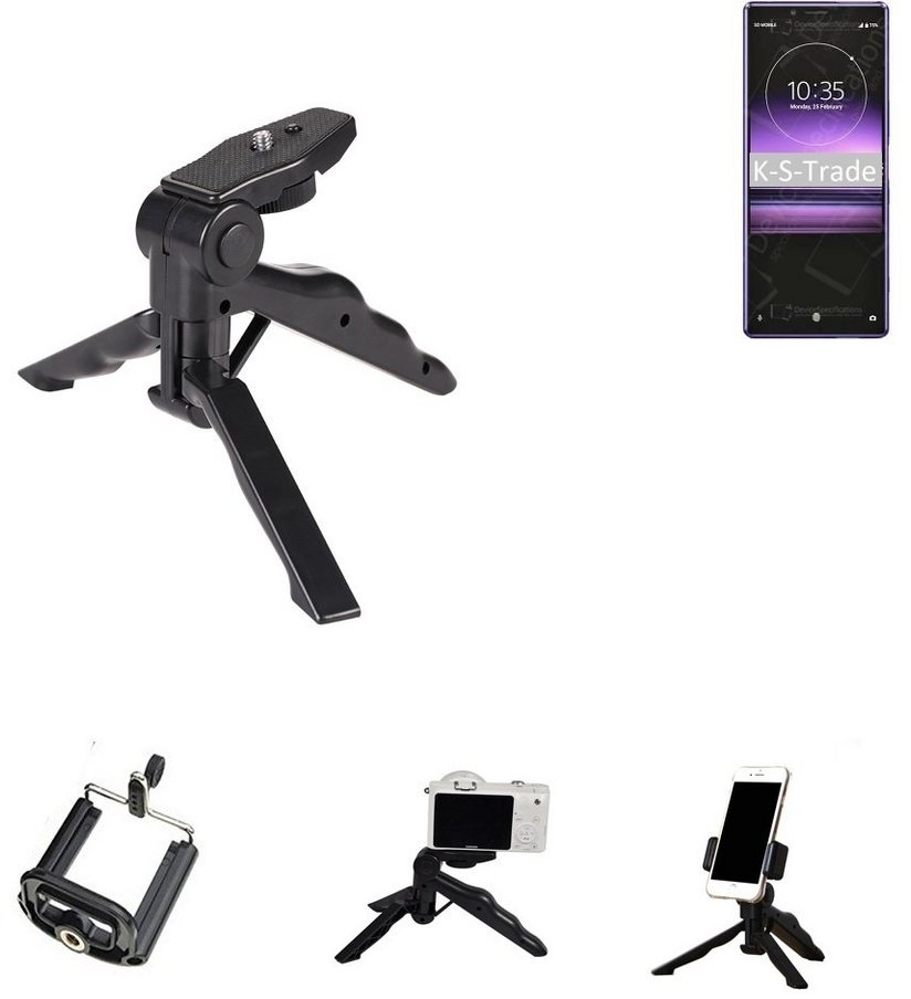 K-S-Trade für Sony Xperia 1 Professional Edition Smartphone-Halterung, (Stativ Tisch-Ständer Dreibein Handy-Stativ Ständer Mini-Stativ) schwarz