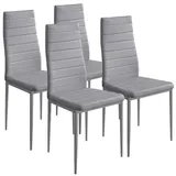 BAKAJI, Grau Set mit 4 Stühlen, modern, Esszimmer, Wohnzimmer, Küche, gepolsterter Sitz, Kunstleder, Metall, 4D x 45W x 98H cm