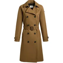 khujo Damen lange Übergangsjacke Mantel klassischer Trenchcoat mit Taillengürtel und Gehschlitz hintenRula2 Canary Green Gr. L - L