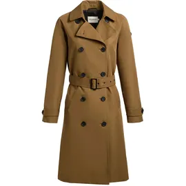 khujo Damen lange Übergangsjacke Mantel klassischer Trenchcoat mit Taillengürtel und Gehschlitz hintenRula2 Canary Green Gr. L - L
