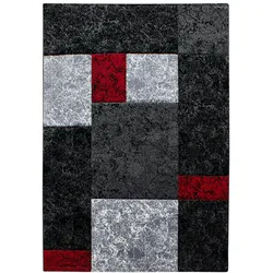 Teppich Kurzflor Karo Design Polypropylen Wohnzimmer Rot Läufer 80x150 | Kadima Design