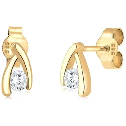 Paar Ohrstecker ELLI PREMIUM "Ohrstecker Zirkonia Weiß 585 Gelbgold", gold (gold, weiß), Ohrringe, Damen, OneSize,mit Steinen, Gelbgold 585