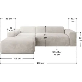 Juskys Sofa in L-Form Vals links Beige
