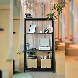 SCHULTE Regalwelt Steckregal mit 4 PowerMAX Fachböden, 65 kg Tragkraft, 190x100x40 cm (HxBxT), schwarz-Struktur, Lagerregal, Werkstattregal, Kellerregal, Steck-Grundregal