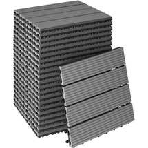 Tectake GmbH Set Terrassenfliesen Tegulas, WPC in Holzoptik - grau, 22er Set